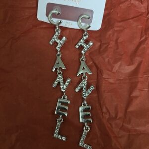 Silver Rhinestone Letter Earrings